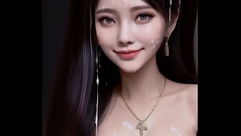 Gadis-gadis Hanfu Putih Beranimasi Ai Tersiram Cairan Sperma, Tersipu Malu Dengan Senyum Genit